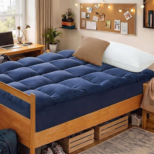 CYMULA Twin Mattress Topper, Cooling Mattress Pad Cover, Thick Pillow Top Topper for Mattress with 8-21 Inch Elasticated Deep Pockets, Plush Down Alternative Fill Mattress Protector