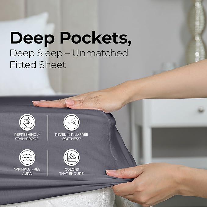 Utopia Bedding Twin Fitted Sheets - Bulk Pack of 2 Bottom Sheets - Soft Brushed Microfiber - Deep Pockets - Shrinkage & Fade Resistant - Easy Care (Twin, Grey)