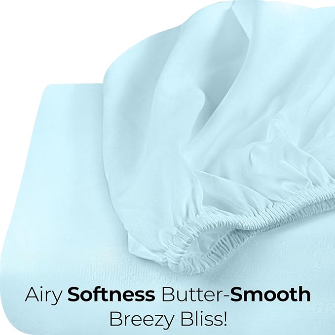 Utopia Bedding Queen Fitted Sheet - Bottom Sheet - Deep Pocket - Soft Microfiber - Shrinkage and Fade Resistant - Easy Care -1 Fitted Sheet Only (Ice Blue)