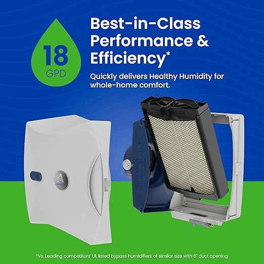 AprilAire 620MKZ Whole-House, Large Bypass Evaporative Humidifier – 18 Gallons Per Day, Water Saving with Manual Control and Installation Kit for up to 5,300 Sq. Ft.