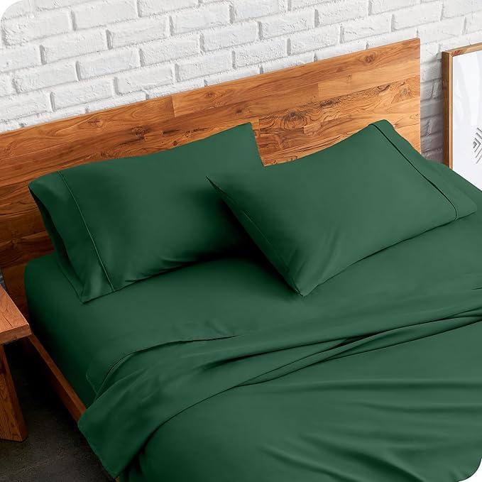 Bare Home Microfiber Pillow Cases - Standard/Queen Size Set of 2 - Cooling Pillowcases - Double Brushed - Forest Green Pillowcases 2 Pack - Easy Care (Standard Pillowcase Set of 2, Forest Green)