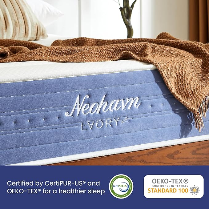 14 Inch Queen Mattress, Cooling Gel Memory Foam Mattress with Cooling Cover, Comfort Foam & Pocket Spring Bed in a Box, Targeted Support for Pressure Relief, CertiPUR-US Certified, 60x80x14