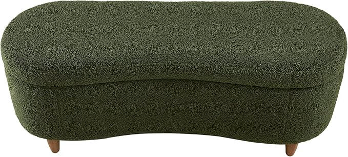 Bailey Boucle-Style Curved Storage Accent Bench