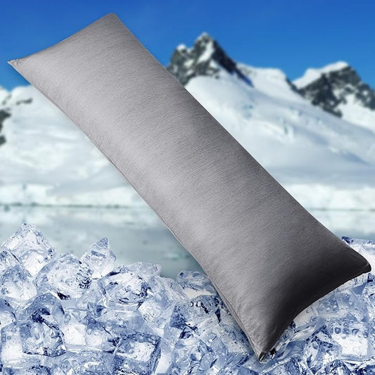 HOMFINE Cooling Pillowcase Body Size - Double Side Q-Max 0.439 Cooling Fiber for Pillow Protector, Long Cold Pillow Cover for Hot Sleeper Night Sweat, Hidden Zipper, 1 Pack (20"x54", Black)