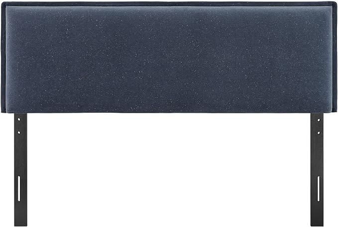 Modway Camille Full Size Upholstered Linen Blend Headboard with Removable Slipcover – in Denim - Padded Pillow Style Headboard with Adjustable Mounting for Full Beds