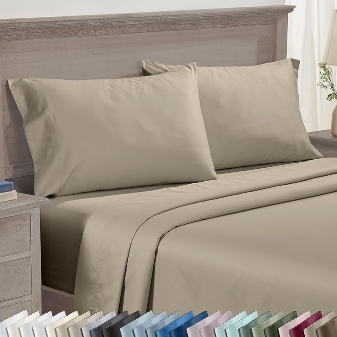 California Design Den Luxuriously Soft Premium 600 Thread Count, 100% Cotton Set of 2 Cases, Crisp King Size Pillow Cases 2Pc, Fits King Pillows (Cool Taupe)