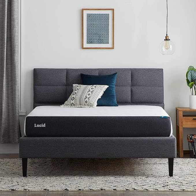 Lucid 8 Inch Memory Foam Mattress - Medium Plush Feel - Infused with Refreshing Bamboo Charcoal and Cooling Gel - Bed in a Box - Temperature Regulating - Pressure Relief - Breathable - Full Size