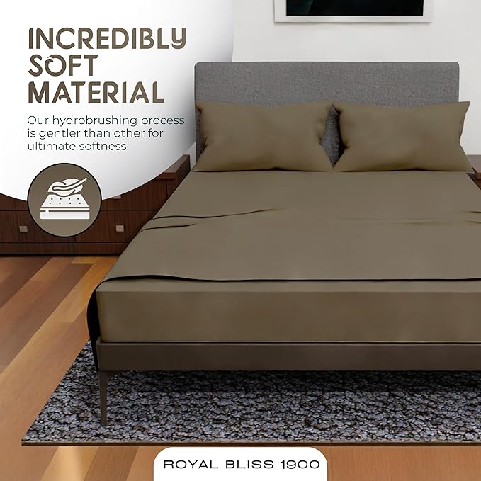 Queen Sheet Set - 4 Piece Bedding - Wrinkle Free, Queen Size Bed Set, Queen Bedding Set 1800 Series Cooling Sheets (Queen, Taupe)