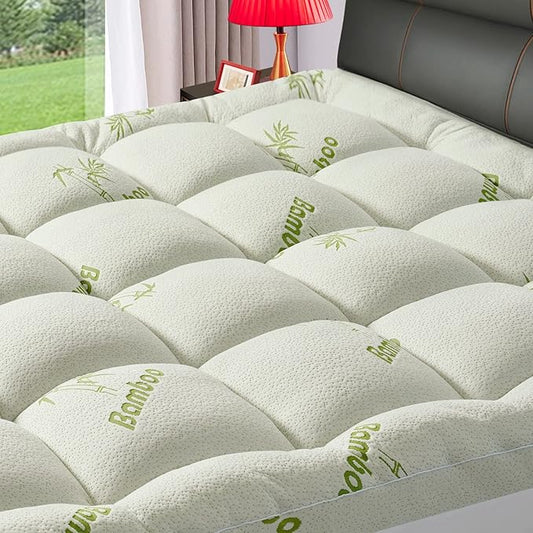 PATSBA Premium Viscose Made from Bamboo Twin XL Size Mattress Topper,1200 GSM Quilted Fitted Extra Thick Mattress Pad,Pillow Top Mattress Cover with Deep Pocket Up to 21 Inches（39 * 80inch）