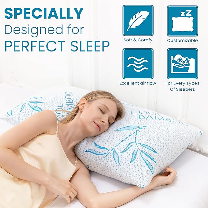 Body Pillow for Sleeping, Shredded Memory Foam Adjustable Bed Pillow with Hypoallergenic, Removable/Washable Zipper Cover