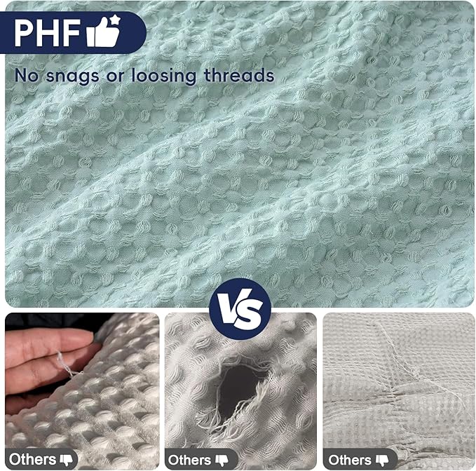 PHF Ultra Soft Waffle Weave Pillowcases Standard Size 20" x 26" 2 Pack, No Insert, Breathable Skin-Friendly Pillow Shams, Decorative Waffle Weave Pillow Case Covers,Aqua