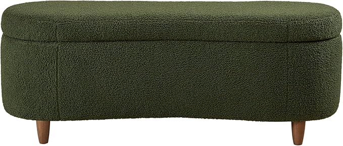 Bailey Boucle-Style Curved Storage Accent Bench