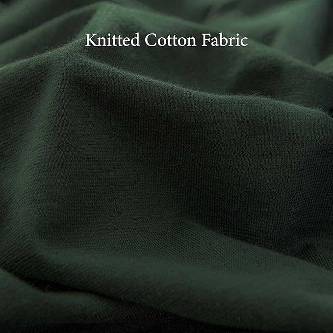 PURE ERA Jersey Knit Duvet Cover Set 100% T-Shirt Cotton Super Soft Comfy 3pc Bedding Set with Zipper Closure (Solid Forest Green, Oversized King)