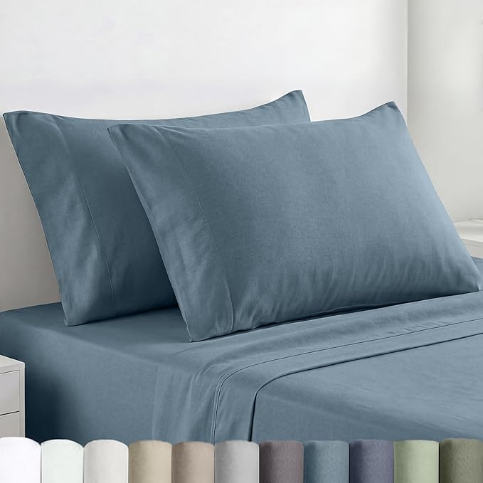 California Design Den Pillow Cases King Size Set of 2-100% Egyptian Cotton Pillow Cases, Crisp Percale Feel, Soft & Breathable, Fits King Pillows - Slate Blue