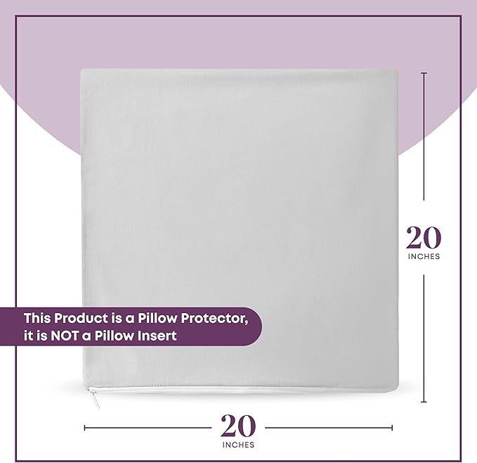 CIRCLESHOME Throw Pillow Protectors - 100% Cotton Breathable Pillowcases - 20 X 20 Square Pillowcases - Protects Pillows from Dirt, Dust and Debris (Square Pillow - 4 Pack- 20x20)