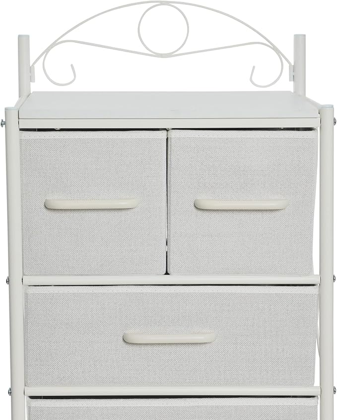 Household Essentials Scandinavian White Iron & Wood Tower Dresser