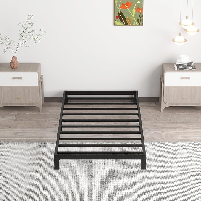 Upcanso 7 Inch XL Twin Bed Frames No Box Spring Need, Low Profile Metal Platform Twin XL Size Bed Frame, Heavy Duty Support, Easy Assembly