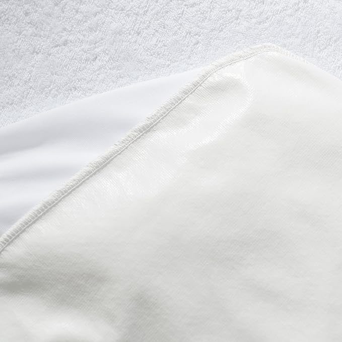 Amazon Basics Waterproof Breathable Mattress Protector, King Size, 18 inch Deep, Machine Washable, White