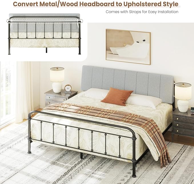 King Size Headboard Only-No Assembly, Upholstered Headboard King Size Linen Fabric Modern Style Headboards Extra-Thick, Light Gray
