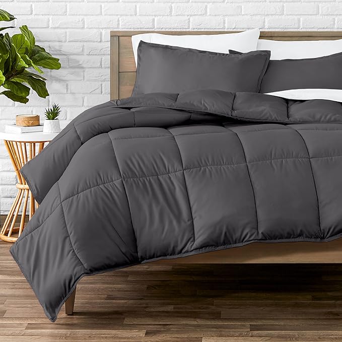 Bare Home Comforter Set - Oversized Queen Size - Ultra-Soft - Goose Down Alternative - Premium 1800 Series - All Season Warmth (Oversized Queen, Forged Iron Grey)
