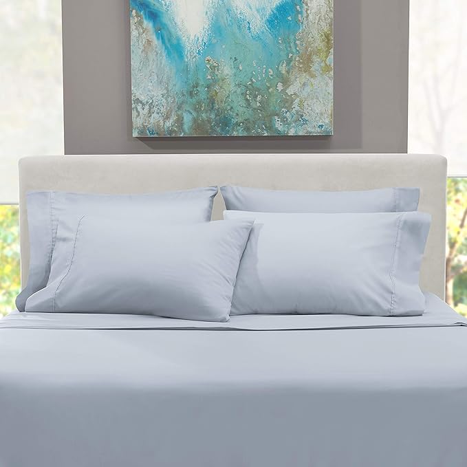 Hearth & Harbor Extra Deep Pocket Sheets - Fits Mattress 18-24 Inches Deep - Extra Deep Pocket Twin Sheets Sets - 4 Piece Twin Size - Ice Blue
