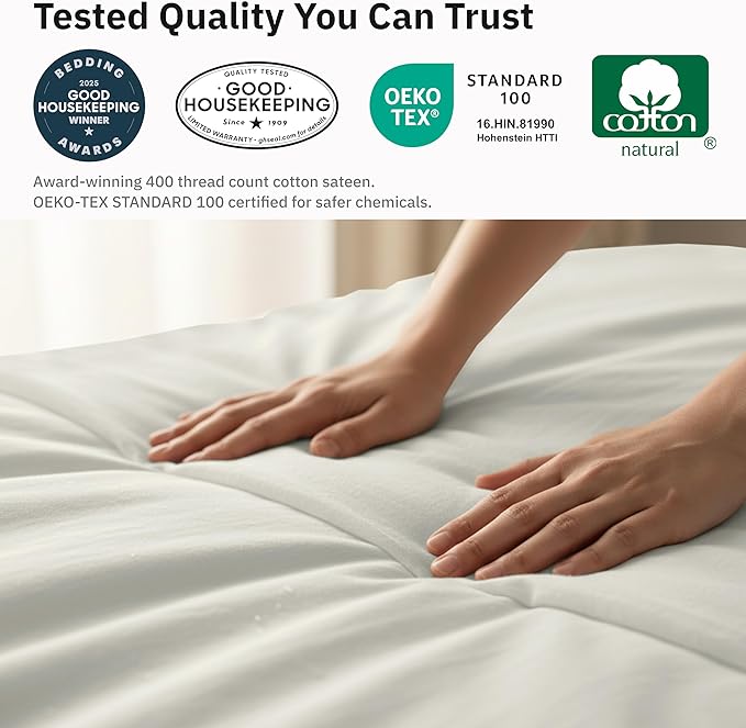 California Design Den Full/Queen Duvet Cover Only - Winner Good Housekeeping Best Bedding Awards 2025, Soft 400 Thread Count Sateen, 100% Cotton Duvet Cover - Ivory (Pale Tone)