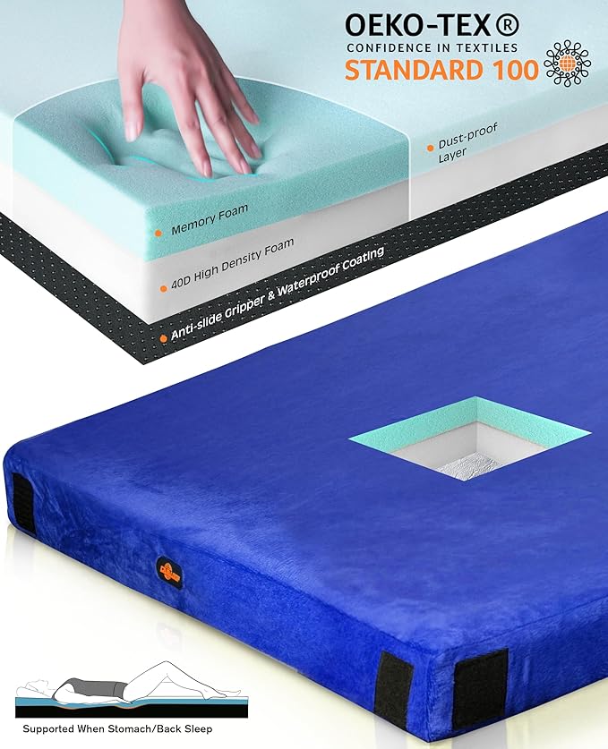 GAIALOOP 3 Inch Memory Foam Camping Mattress, Dual Layer Thick Sleeping Camp Pad for Car Tent Cot, Roll-Up Portable Glamping Floor Bed for Guests Sleepover