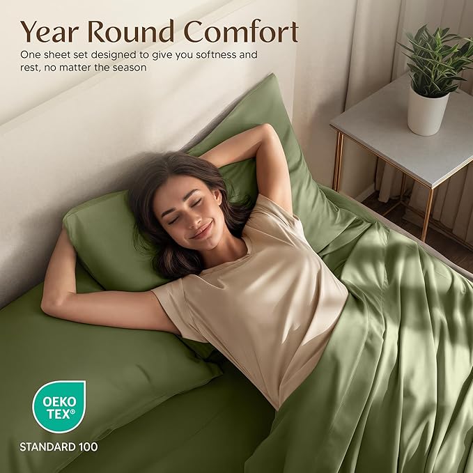 Utopia Bedding Twin Sheet Set – 3 Piece Bed Sheets for Twin Size Bed, Soft and Breathable Microfiber, Includes 1 Fitted Sheet, 1 Flat Sheet and 1 Pillowcase – Oeko Tex (Olive)
