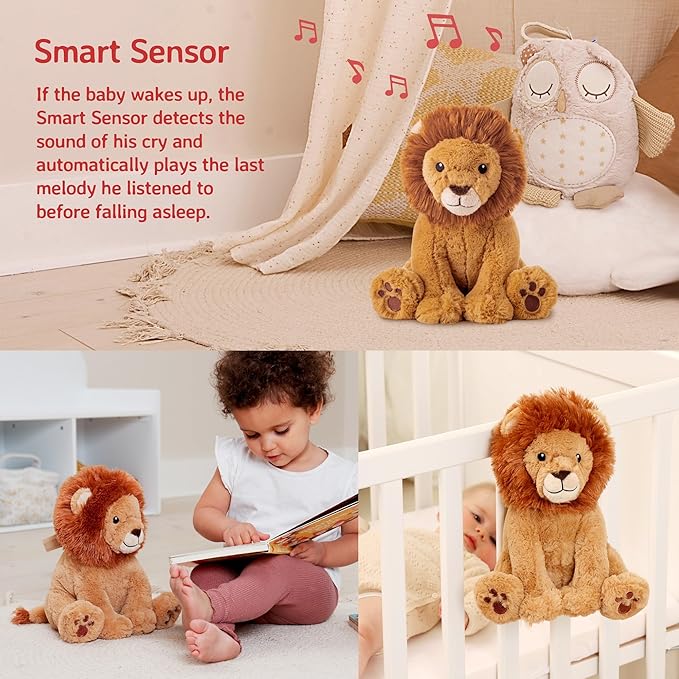 Cloud b Louis Lion Smart Sensor: Portable Baby Sound Machine & White Noise Soother. 8 Calming Lullabies & Nature Sounds. Travel-Ready Infant Sleep Aid & Nursery Registry Essential