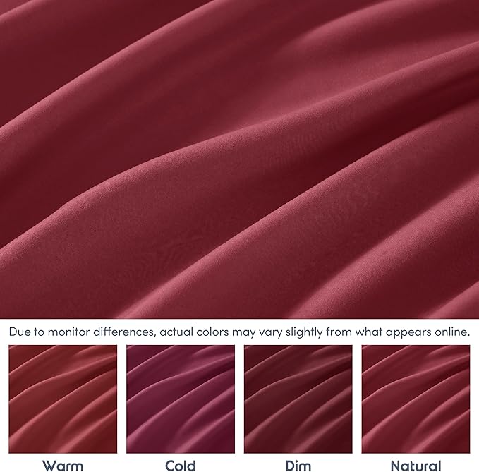 Nestl 4 Pack Burgundy Red Fitted Sheet Extra Deep Pocket, Hotel Luxury TwinFitted Sheet Only Easily Fits 18 to 24 Inch Mattress, Super Soft, Wrinkle-Free and Breathable with Corner Straps