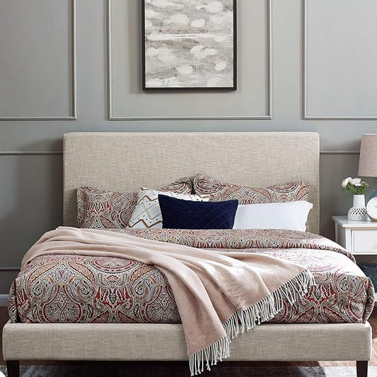 Modway Taylor Full/Queen Upholstered Linen Fabric Headboard, Beige