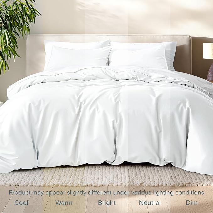 Bare Home Bedding Duvet Cover Full Size - Premium 1800 Super Soft Collection - Lightweight, Cooling Duvet Cover - Soft Breathable Bedding (Full, White)