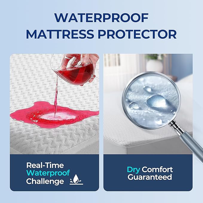 TASTELIFE Queen Size Bed Mattress Protector, Waterproof & Breathable Cooling Mattress Cover & Pad, Deep Pocket Fits 8-21”, Ultra-Soft Washable Sheet Protection