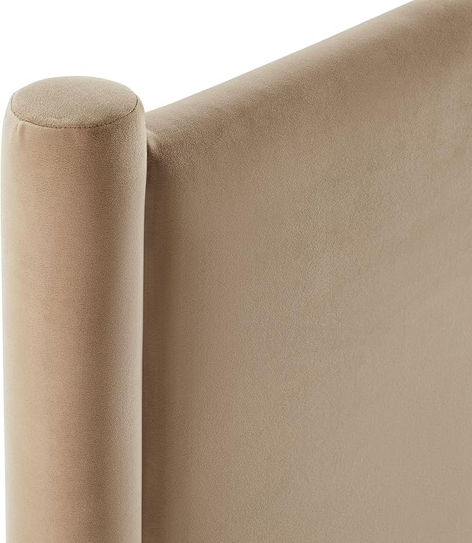 Modway Rael King Upholstered Headboard with Pillars in Taupe – Velvet Headboard – Stain-Resistant Performance Velvet Headboard for King Size Beds