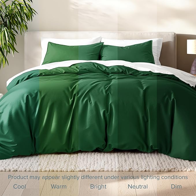 Bare Home Bedding Duvet Cover Full Size - Premium 1800 Super Soft Collection - Lightweight, Cooling - Soft Breathable Bedding Duvet Cover (Full, Forest Green)