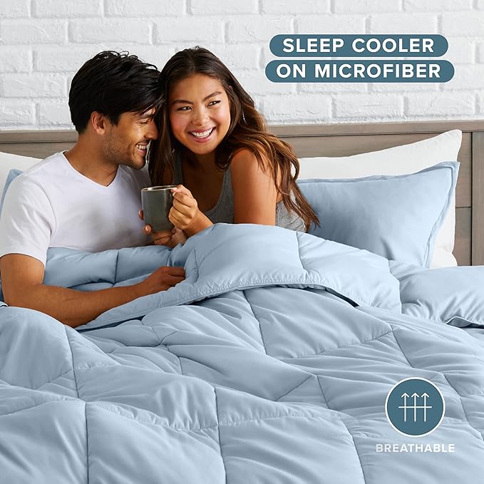 Bare Home Comforter Set - Cal King Size - Ultra-Soft - Goose Down Alternative - Premium 1800 Series - All Season Warmth (Cal King, Dusty Blue)