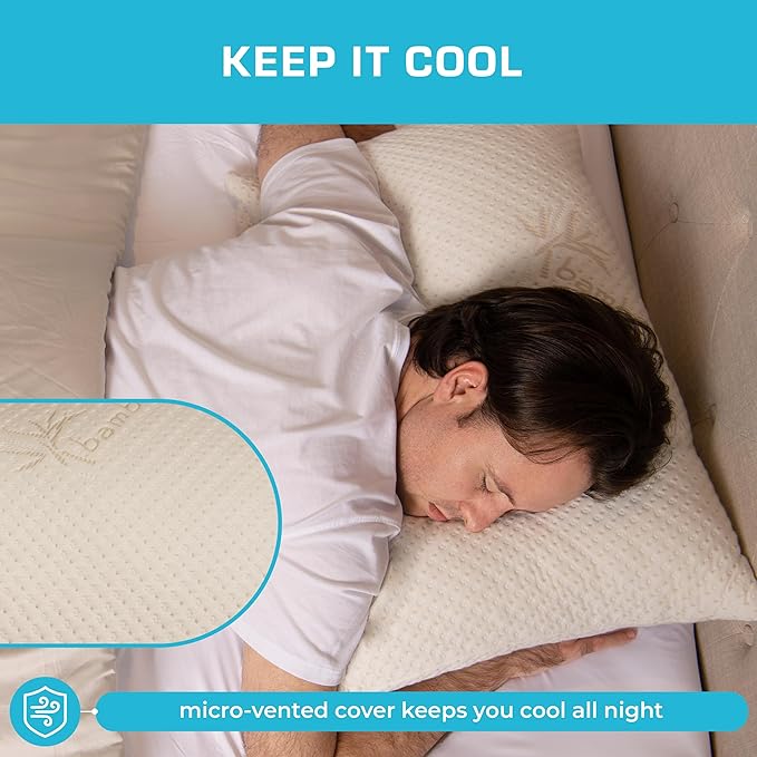 Xtreme Comforts GREENGUARD Certified Queen Pillows for Sleeping (2 Pack) | Adjustable Shredded Memory Foam Pillows with Removable Cover | Support for Side, Back & Stomach Sleeper