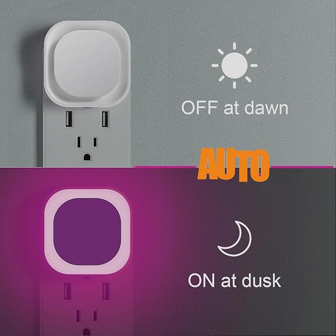YUNLEX 2 Pack Plug in Pink Night Light, Dimmable, Auto ON/Off, Dusk to Dawn, Eye-Caring Glow for Princess-Themed Bedroom, Bathroom, Hallway, as Mother Gifts