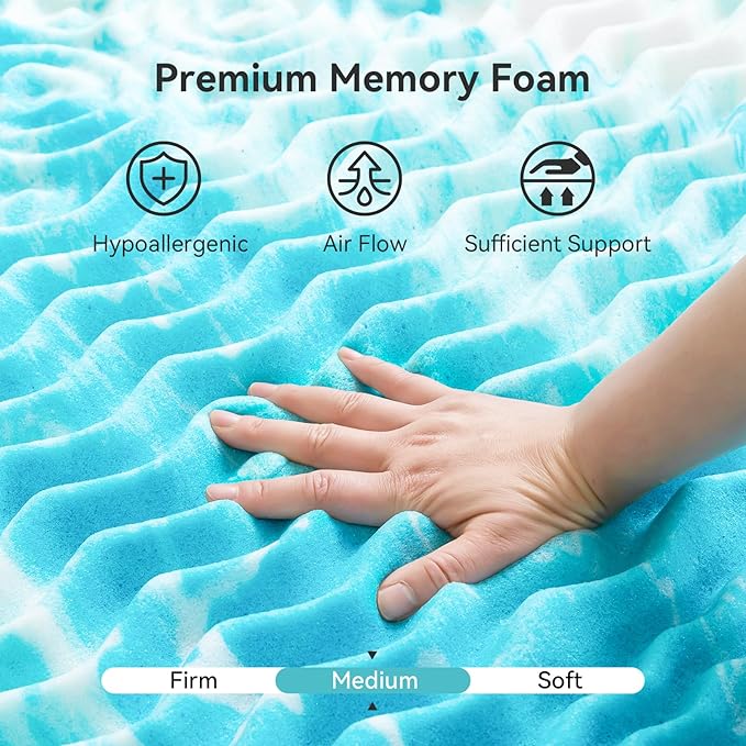 Mattress Topper Full - 2 Inch Gel Memory Foam Mattress Topper Full Size for Back Pain, CertiPUR-US Certified, Blue