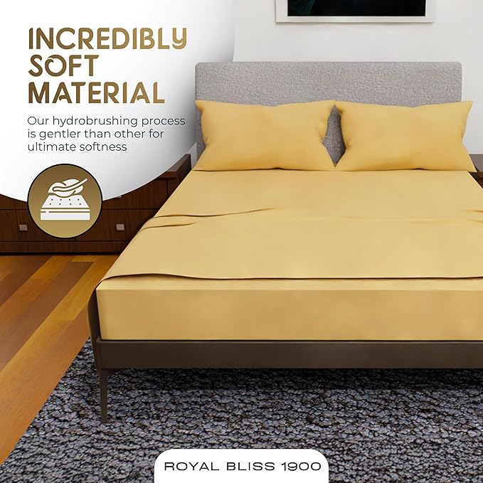Full Size Bed Sheets – 4Pcs Bed Sheets Full Size Set, Deep Pocket, Double Brushed Microfiber, Fade Resistant, Soft & Breathable for Cozy and Comfortable Sleep(Gold)