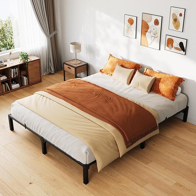GarveeHome 10 Inch King Bed Frame, Heavy Duty Metal Platform Bed Frame with Iron Slat Support, No Box Spring Needed, Tool-Free Assembly, Supports 800 Lbs