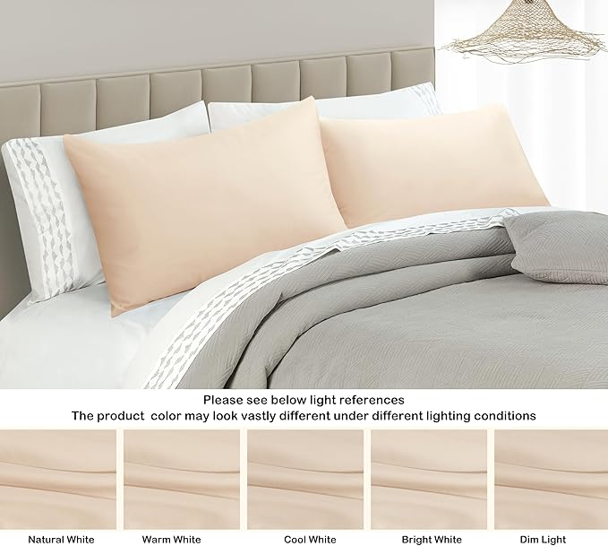 100% Egyptian Cotton Pillow Protectors Set of 2, 400 Thread Count Sateen Weave Pillowcase, Easy Care Zippered Style Pillow Covers (Beige, Standard)