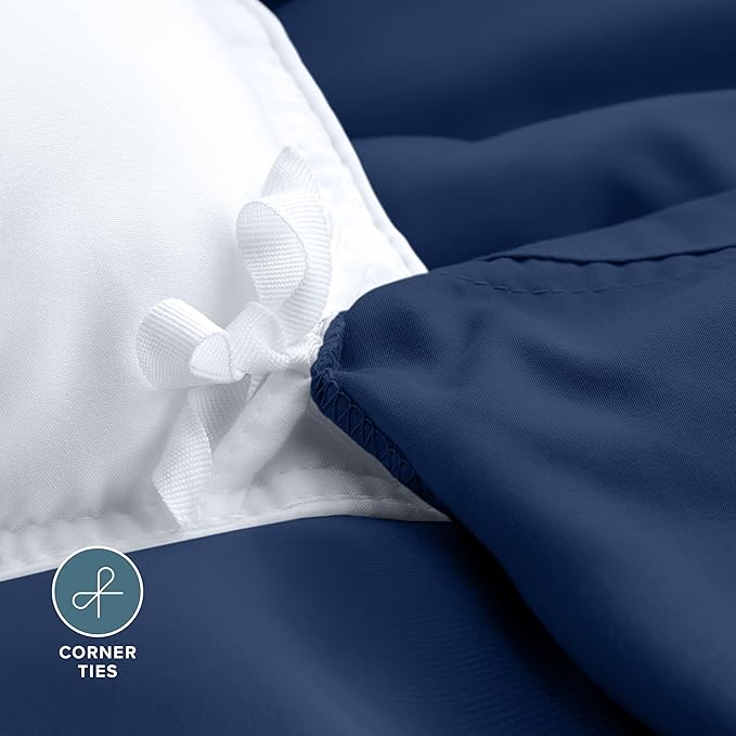 Bare Home Bedding Duvet Cover Oversized Queen Size - Premium 1800 Super Soft Collection - Lightweight, Cooling Duvet Cover - Soft Breathable (Oversized Queen, Dark Blue)