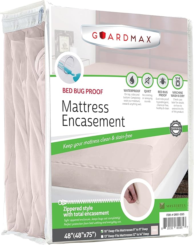 Guardmax RV Mattress Encasement with Zipper, Waterproof, Bed Bug Proof, and Dust Mite Proof Mattress Protector for RV Size Bed up to 10" Deep, Zippered All Around Jersey Knitted Mattress Cover