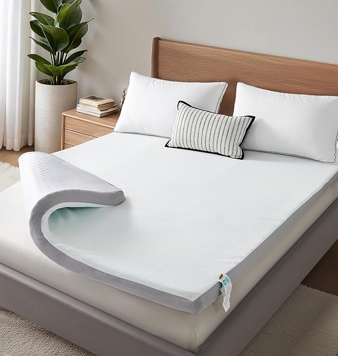 SAPHREAS 3 Inch Memory Foam Mattress Topper Full Size with Soft Ventilated Mattress Pad Cover, Egg Crate Bed Topper for Back Pain & Pressure Relief, CertiPUR-US Certified