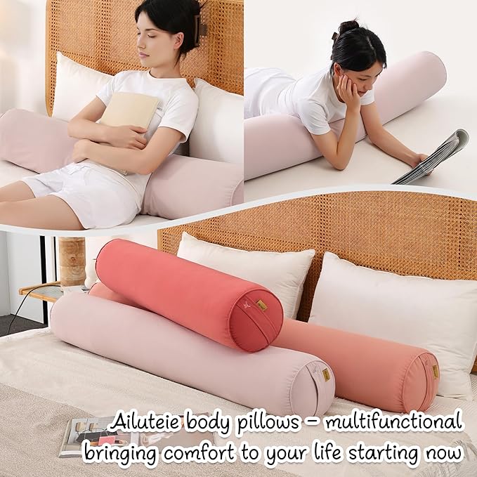 Body Pillow for Adults,Long Round Pillow,Big Cylindrical Pillow,Large Full Bolster Pillows for Side Sleepers (Purple, 59"*7.87")