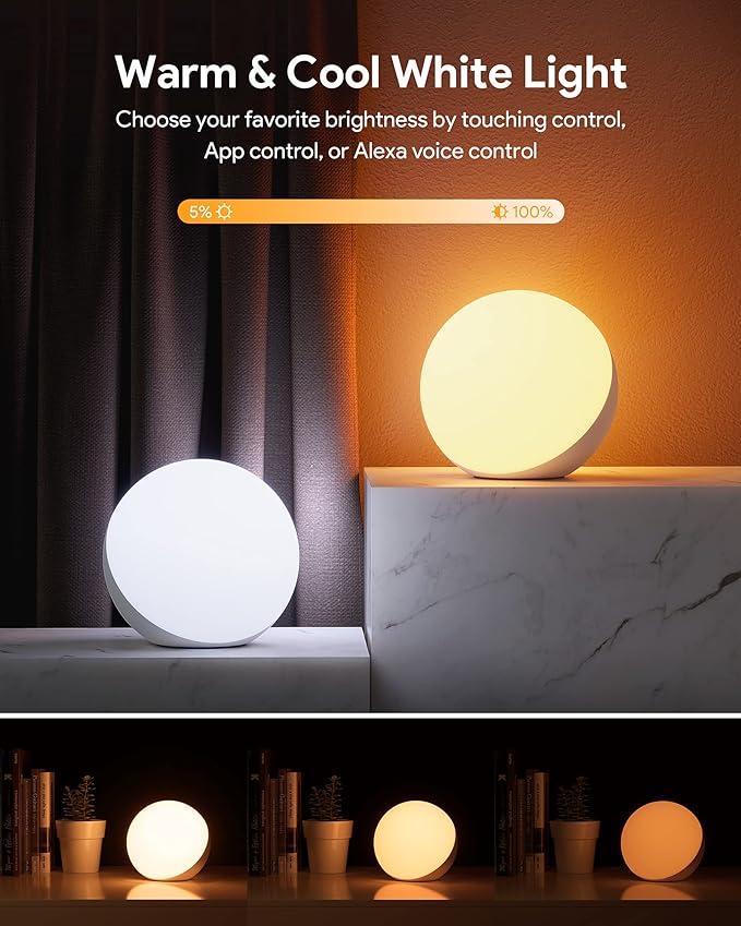 Hifree Smart Table Lamp, Dimmable Desk Lamp with App/Voice Control, LED RGB Color Changing Touch Lamp, Night Lamp for Bedroom Compatible with Alexa