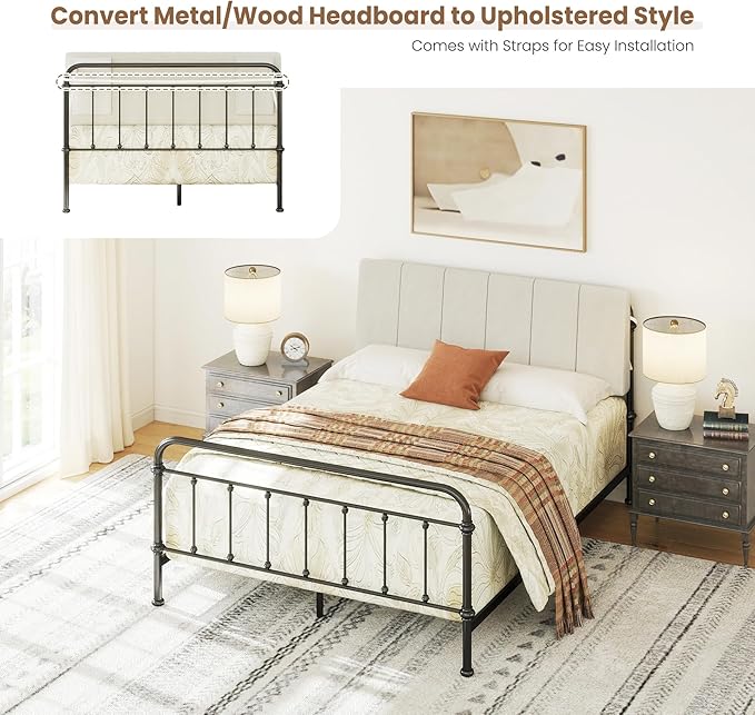 Full Size Headboard Only-No Assembly, Upholstered Headboard Full Size Linen Fabric Modern Style Headboards Extra-Thick, Beige