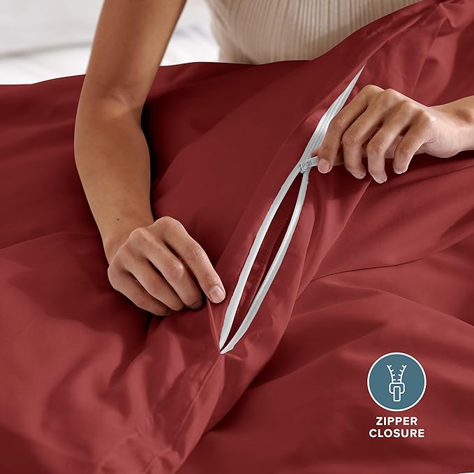 Bare Home Bedding Duvet Cover King Size - Premium 1800 Super Soft Collection - Lightweight, Cooling - Soft Breathable Bedding Duvet Cover (King, Rosewood)
