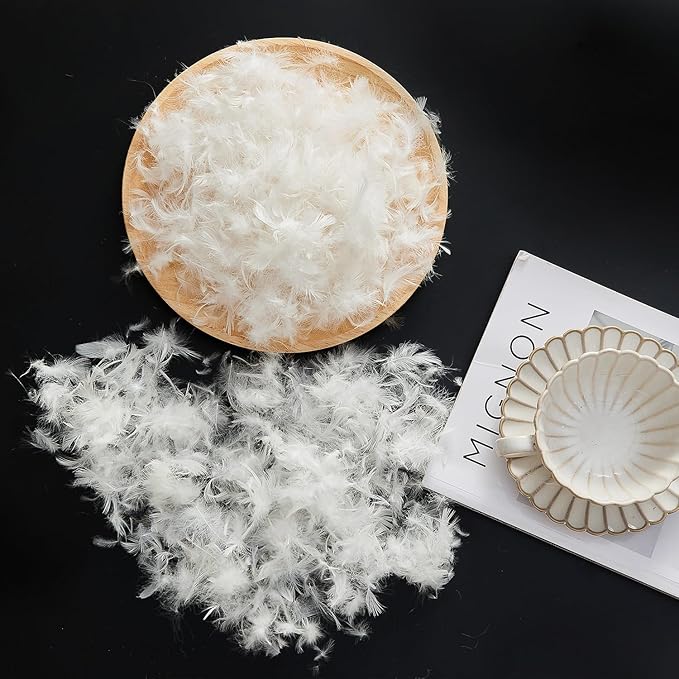 Bulk Goose Down Feather Stuffing & Fill – Hypoallergenic Pillow Filling, Repair, Restuff, Fluff for Couch Cushions, Comforters, Jackets5/95-2Lb DIY